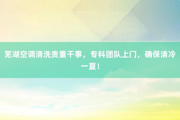 芜湖空调清洗贵重干事，专科团队上门，确保清冷一夏！